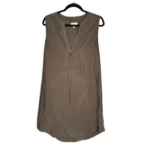 Lou & Grey Women's sz Large Sleeveless Midi Charcoal Black Dress VNeck